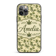 Vintage Olive Green Cannabis Leaves on Beige Custom Name Protective Phone Case Mobile Cover Durable Everyday Smartphone Shock Resistant