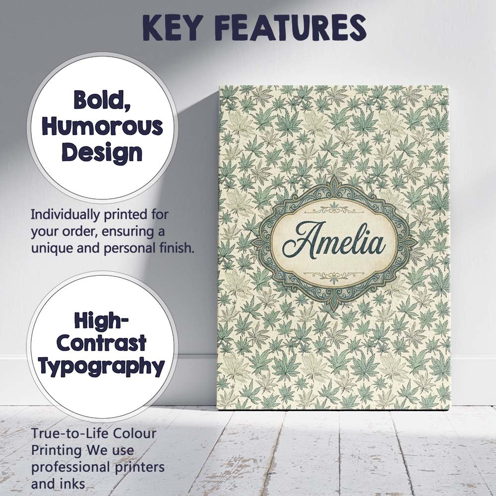 Personalised Name Muted Sage and Cream Custom  Modern Room Accent Elegant Feature Canvas Wall Art Print Decor Picture Ready to Hang