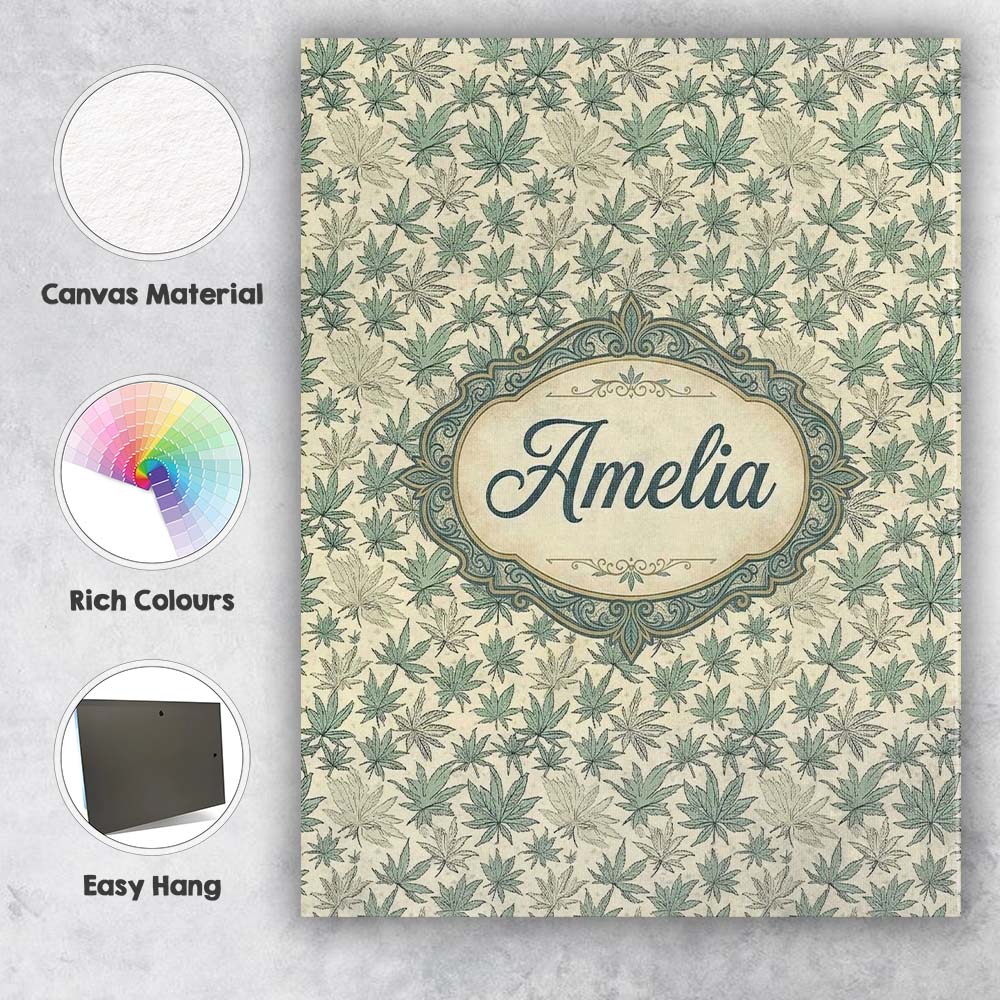 Personalised Name Muted Sage and Cream Custom  Modern Room Accent Elegant Feature Canvas Wall Art Print Decor Picture Ready to Hang