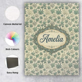 Personalised Name Muted Sage and Cream Custom  Modern Room Accent Elegant Feature Canvas Wall Art Print Decor Picture Ready to Hang