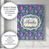 Personalised Name Vibrant Purple and Teal Custom  Unique Gift Idea Elegant Feature Canvas Wall Art Print Decor Picture Ready to Hang