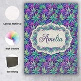 Personalised Name Vibrant Purple and Teal Custom  Unique Gift Idea Elegant Feature Canvas Wall Art Print Decor Picture Ready to Hang