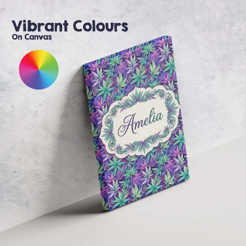 Personalised Name Vibrant Purple and Teal Custom  Unique Gift Idea Elegant Feature Canvas Wall Art Print Decor Picture Ready to Hang