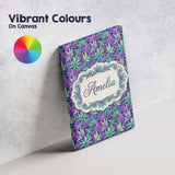 Personalised Name Vibrant Purple and Teal Custom  Unique Gift Idea Elegant Feature Canvas Wall Art Print Decor Picture Ready to Hang