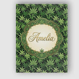 Personalised Name Deep Green Cannabis Custom Modern Room Accent Creative Decorator Style Canvas Wall Art Print Decor Picture Ready to Hang