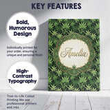 Personalised Name Deep Green Cannabis Custom Modern Room Accent Creative Decorator Style Canvas Wall Art Print Decor Picture Ready to Hang