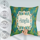 Custom Name Autumn Yellow Green Orange Cannabis Seamless Pattern Square Filled Cushion Throw Pillow Sofa Bed Home Decor Zip Washable UK Made