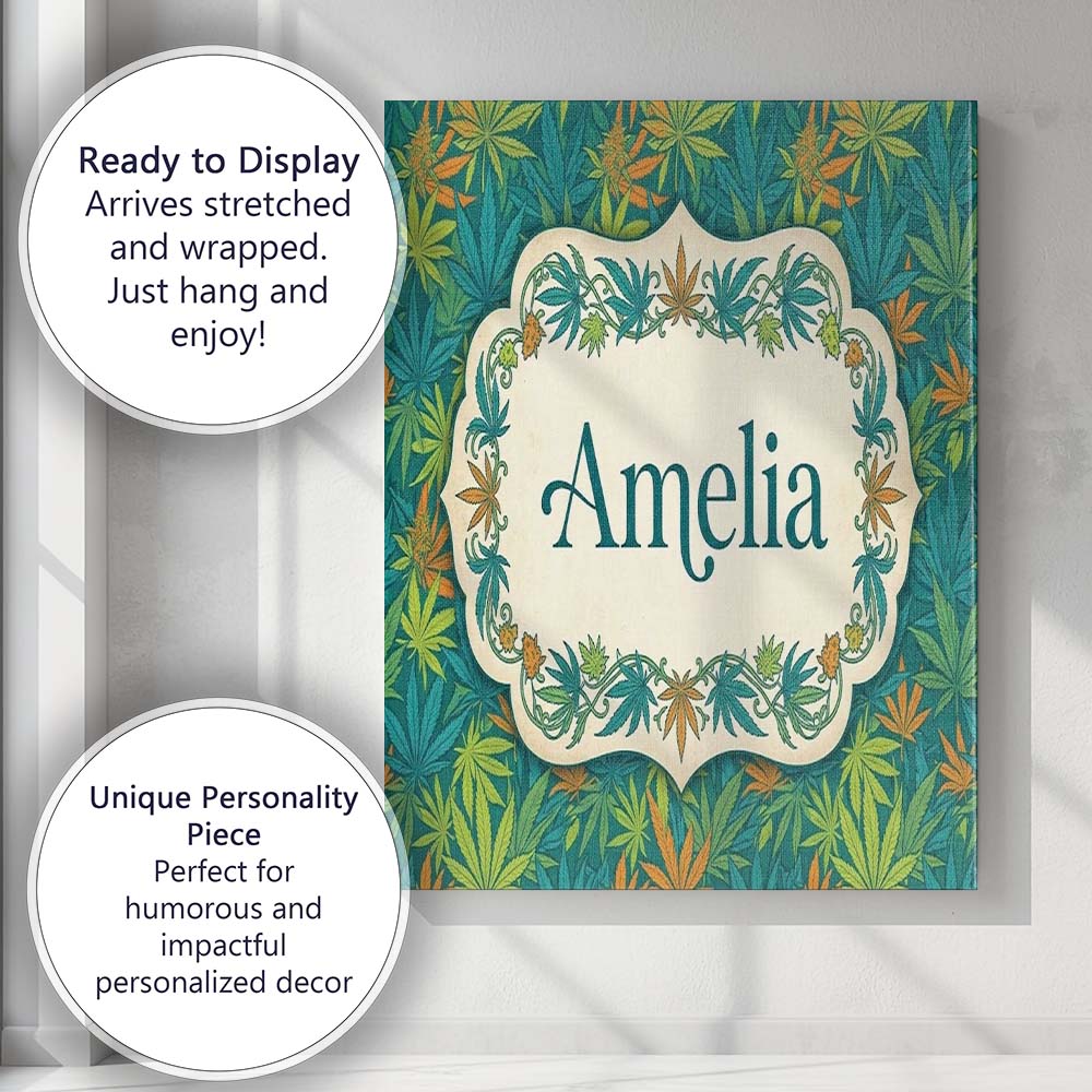 Personalised Name Autumn Yellow Green and Custom  Unique Gift Idea Elegant Feature Canvas Wall Art Print Decor Picture Ready to Hang
