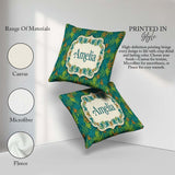 Custom Name Autumn Yellow Green Orange Cannabis Seamless Pattern Square Filled Cushion Throw Pillow Sofa Bed Home Decor Zip Washable UK Made