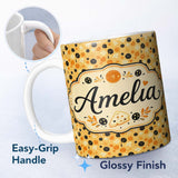 Personalized Custom Name Pizza Ingredients Tossed Pattern Seamless Name Cute Unique Gift 11oz Ceramic Coffee Tea Mug White Large Handle