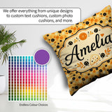 Custom Name Pizza Ingredients Tossed Pattern Seamless Name Cute Square Filled Cushion Throw Pillow Sofa Bed Home Decor Zip Washable UK Made