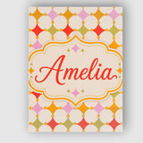 Personalised Name Pastel Circle and Diamond Custom  Bespoke Interior Contemporary Canvas Wall Art Print Decor Picture Ready to Hang