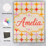 Personalised Name Pastel Circle and Diamond Custom  Bespoke Interior Contemporary Canvas Wall Art Print Decor Picture Ready to Hang