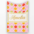 Soft Pink Orange and Olive Diamond Grid Seamless Pattern Name Cute  Personalised Custom Name Super Soft Fleece Blanket Bed Sofa Throw