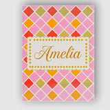Personalised Name Soft Pink Orange and Custom  Modern Room Accent Elegant Feature Canvas Wall Art Print Decor Picture Ready to Hang