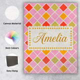 Personalised Name Soft Pink Orange and Custom  Modern Room Accent Elegant Feature Canvas Wall Art Print Decor Picture Ready to Hang
