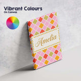 Personalised Name Soft Pink Orange and Custom  Modern Room Accent Elegant Feature Canvas Wall Art Print Decor Picture Ready to Hang