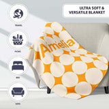 Warm Mustard Background with Cream Circle Repeat Seamless Pattern  Personalised Custom Name Super Soft Fleece Blanket Bed Sofa Throw