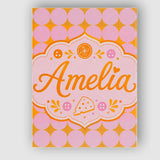 Personalised Name Pink and Mustard Circle Custom  Unique Gift Idea Elegant Feature Canvas Wall Art Print Decor Picture Ready to Hang