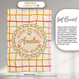 Hand Drawn Wavy Grid Lines Pastel Seamless Pattern Name Cute Unique  Personalised Custom Name Super Soft Fleece Blanket Bed Sofa Throw