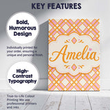 Personalised Name Layered Orange Pink Custom Modern Room Accent Creative Decorator Style Canvas Wall Art Print Decor Picture Ready to Hang