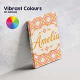 Personalised Name Layered Orange Pink Custom Modern Room Accent Creative Decorator Style Canvas Wall Art Print Decor Picture Ready to Hang