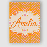 Personalised Name Pink Chevron Lines on Custom  Modern Room Accent Elegant Feature Canvas Wall Art Print Decor Picture Ready to Hang