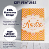 Personalised Name Pink Chevron Lines on Custom  Modern Room Accent Elegant Feature Canvas Wall Art Print Decor Picture Ready to Hang