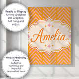 Personalised Name Pink Chevron Lines on Custom  Modern Room Accent Elegant Feature Canvas Wall Art Print Decor Picture Ready to Hang