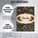 Personalised Name Red Tropical Greenish Dense Botanical Seamless Custom  Interior Canvas Wall Art Print Decor Picture Ready to Hang