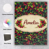 Personalised Name Red Tropical Greenish Dense Botanical Seamless Custom  Interior Canvas Wall Art Print Decor Picture Ready to Hang