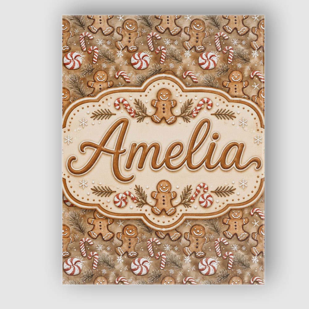 Personalised Name Christmas Gingerbread and Custom  Bespoke Interior Contemporary Canvas Wall Art Print Decor Picture Ready to Hang