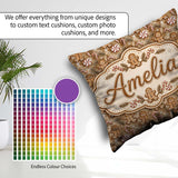 Custom Name Christmas Gingerbread and Candy Cane Holiday Pattern Square Filled Cushion Throw Pillow Sofa Bed Home Decor Zip Washable UK Made