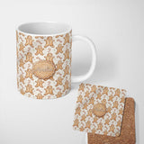 Personalized Custom Name Cute Gingerbread Cookies with Candy Canes Seamless Pattern Name 11oz Ceramic Coffee Tea Mug White Large Handle
