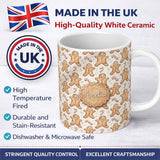 Personalized Custom Name Cute Gingerbread Cookies with Candy Canes Seamless Pattern Name 11oz Ceramic Coffee Tea Mug White Large Handle