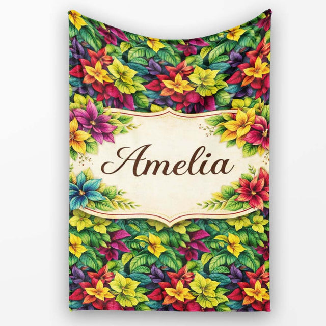 Multicolor Tropical Leaves Dense Botanical Seamless Pattern Lovely  Personalised Custom Name Super Soft Fleece Blanket Bed Sofa Throw