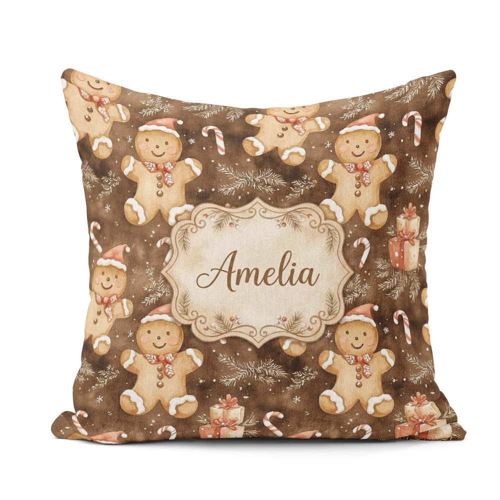 Custom Name Men with Santa Hats and Gifts Seamless Pattern Name Square Filled Cushion Throw Pillow Sofa Bed Home Decor Zip Washable UK Made