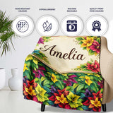 Multicolor Tropical Leaves Dense Botanical Seamless Pattern Lovely  Personalised Custom Name Super Soft Fleece Blanket Bed Sofa Throw