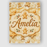 Personalised Name Cute Gingerbread Cookies Custom  Unique Gift Idea Elegant Feature Canvas Wall Art Print Decor Picture Ready to Hang