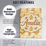 Personalised Name Cute Gingerbread Cookies Custom  Unique Gift Idea Elegant Feature Canvas Wall Art Print Decor Picture Ready to Hang