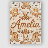 Personalised Name Cute Gingerbread Cookies Custom  Unique Gift Idea Elegant Feature Canvas Wall Art Print Decor Picture Ready to Hang
