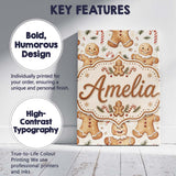 Personalised Name Cute Gingerbread Cookies Custom  Unique Gift Idea Elegant Feature Canvas Wall Art Print Decor Picture Ready to Hang