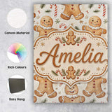 Personalised Name Cute Gingerbread Cookies Custom  Unique Gift Idea Elegant Feature Canvas Wall Art Print Decor Picture Ready to Hang