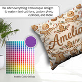 Custom Name Gingerbread Cookies with Candy Canes and Pine Sprigs Square Filled Cushion Throw Pillow Sofa Bed Home Decor Zip Washable UK Made