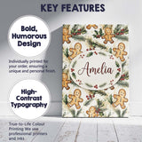 Personalised Name Cute Gingerbread Cookies Custom  Unique Gift Idea Elegant Feature Canvas Wall Art Print Decor Picture Ready to Hang