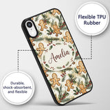 Cute Gingerbread Cookies with Holly and Pine Custom Name Protective Phone Case Mobile Cover Durable Everyday Smartphone Shock Resistant