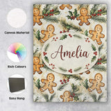 Personalised Name Cute Gingerbread Cookies Custom  Unique Gift Idea Elegant Feature Canvas Wall Art Print Decor Picture Ready to Hang