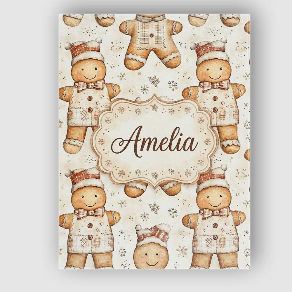 Personalised Name Cute Gingerbread Dolls in Custom  Bespoke Interior Contemporary Canvas Wall Art Print Decor Picture Ready to Hang