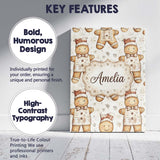 Personalised Name Cute Gingerbread Dolls in Custom  Bespoke Interior Contemporary Canvas Wall Art Print Decor Picture Ready to Hang