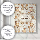 Personalised Name Cute Gingerbread Dolls in Custom  Bespoke Interior Contemporary Canvas Wall Art Print Decor Picture Ready to Hang